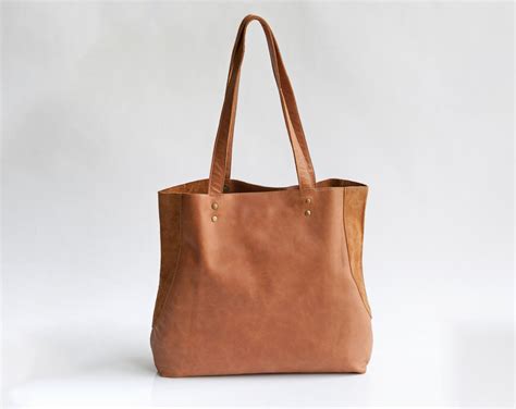 soft brown leather tote bag